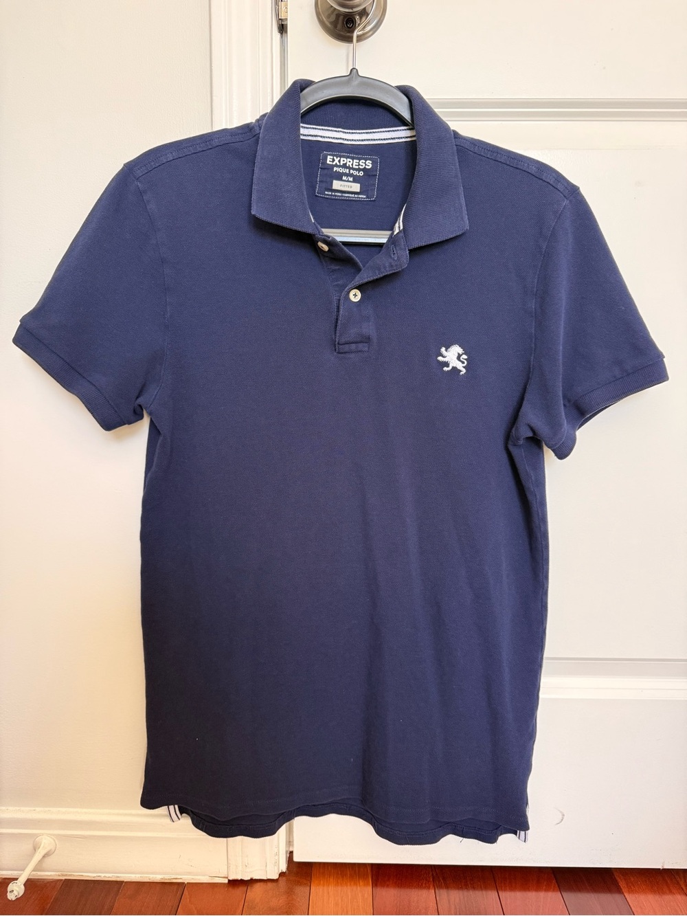 Express Men’s Navy Blue Polo with Embroidered Lion